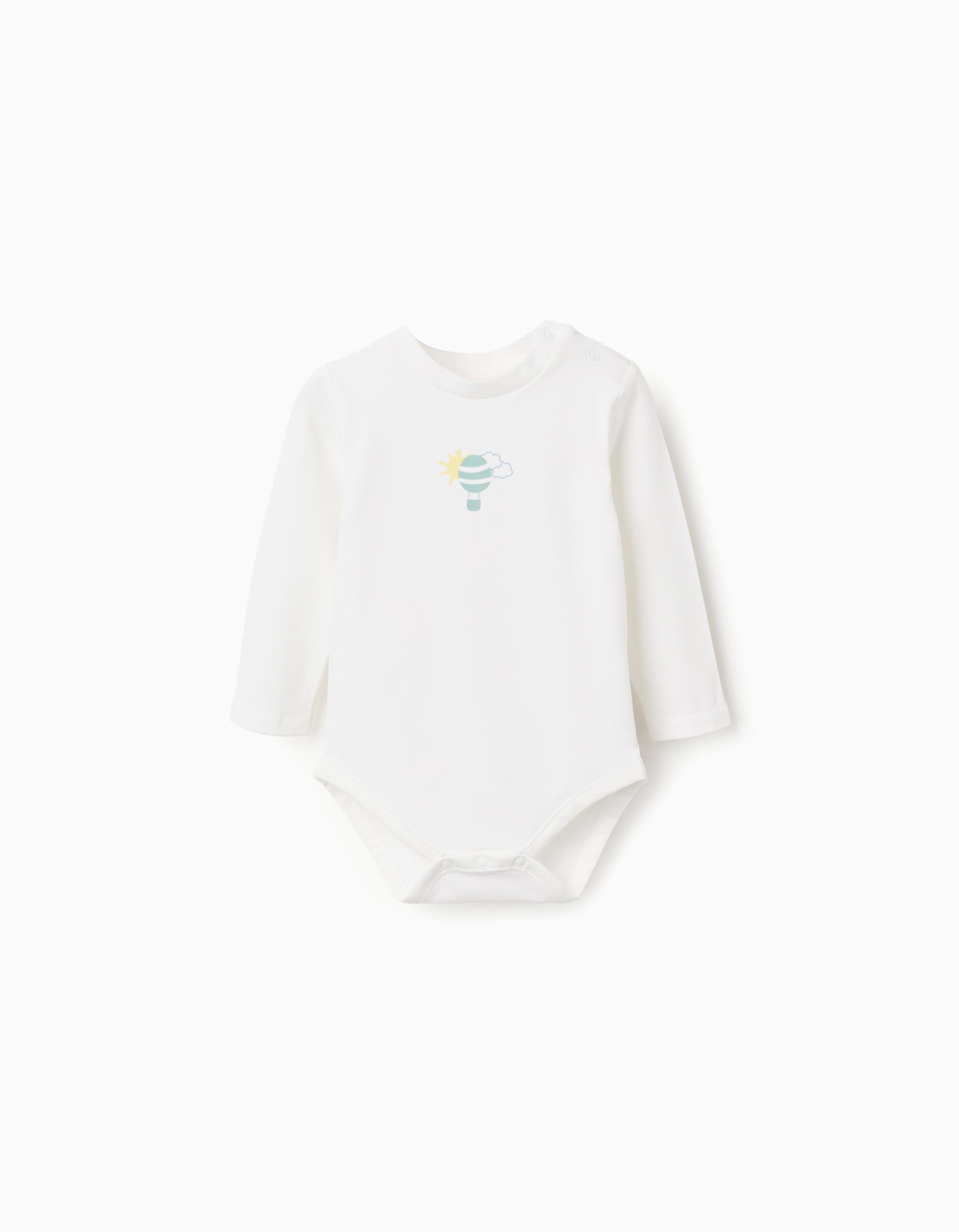 Body à manches longues avec imprimé montgolfière pour nouveau-né, blanc