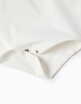 Long sleeve bodysuit with hot air balloon print for newborn boys, white