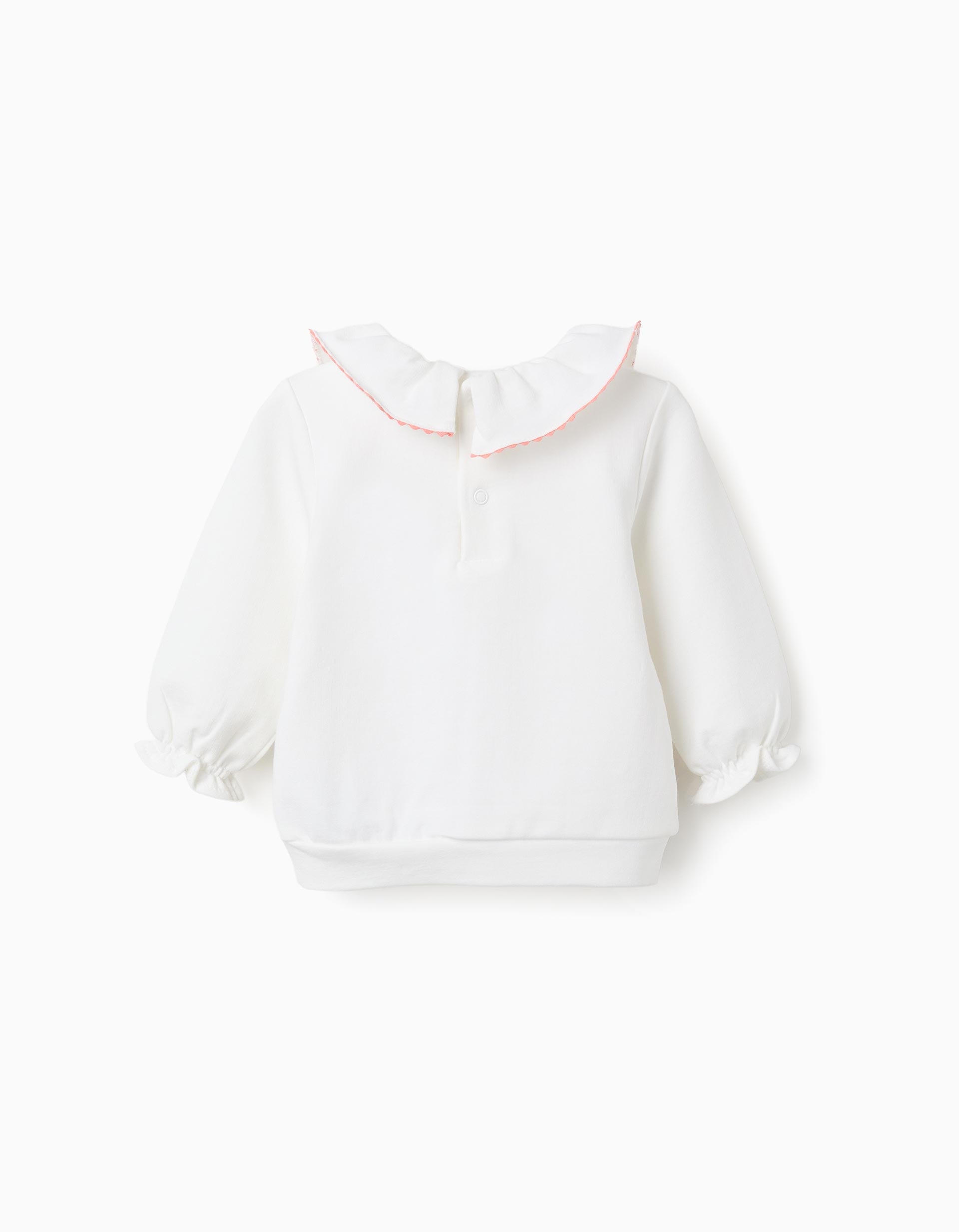 Sweat en coton avec fleurs en relief pour nouveau-née, blanc