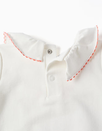 Cotton sweatshirt with embossed flowers for newborn girls, white