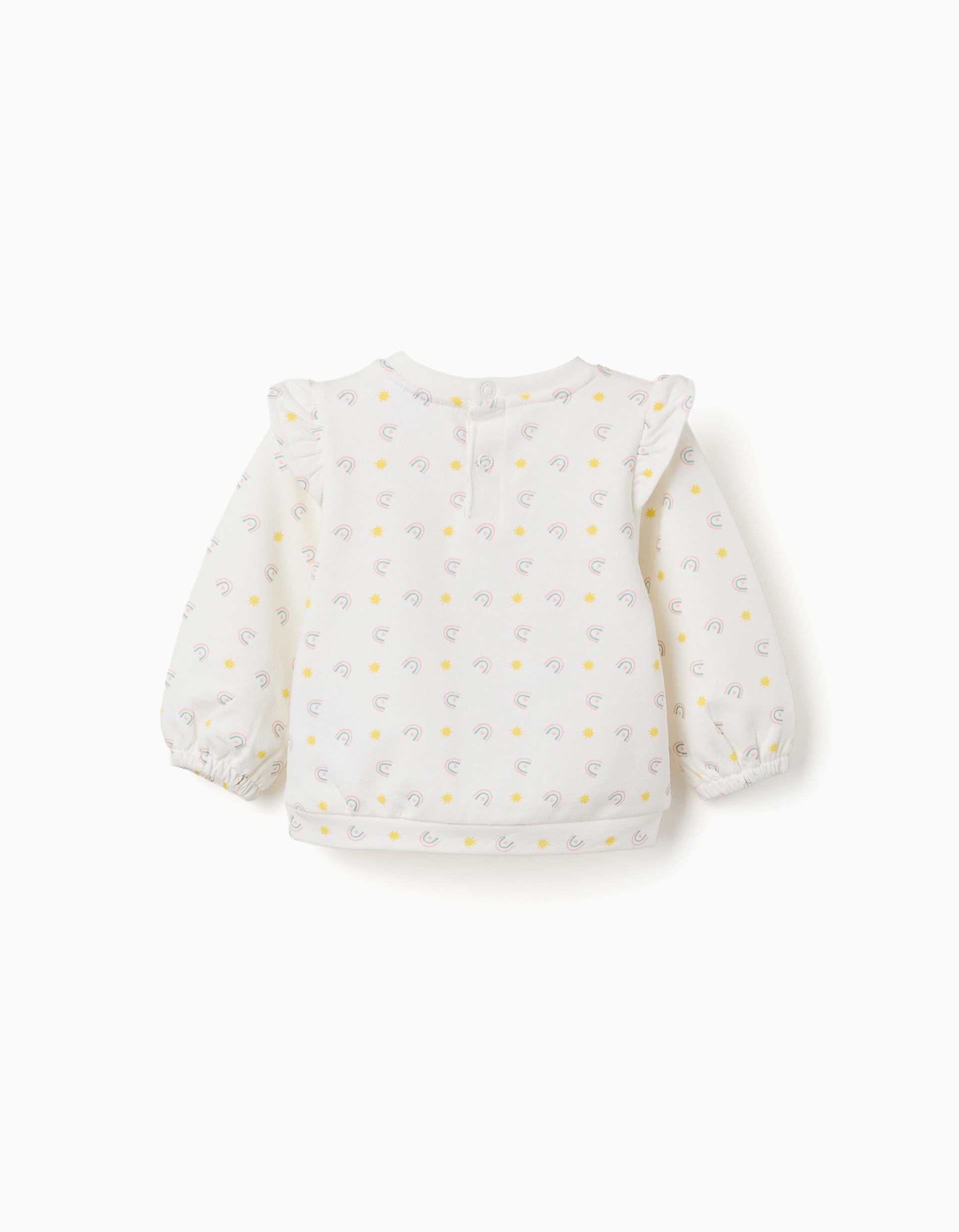 Sweat en coton à volants et motif pour nouveau-née, blanc