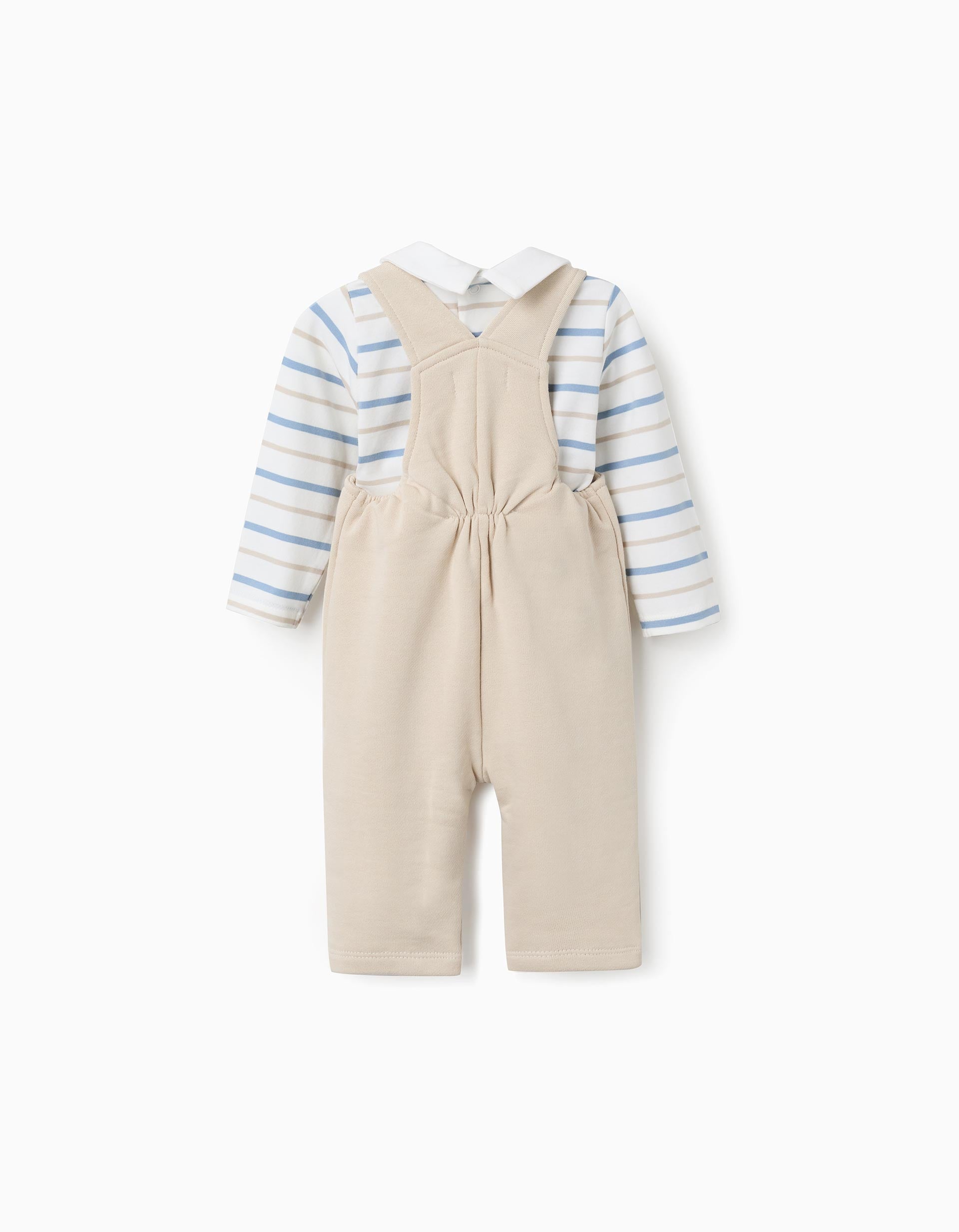 Body rayé + combinaison pour nouveau-né, blanc/beige/bleu