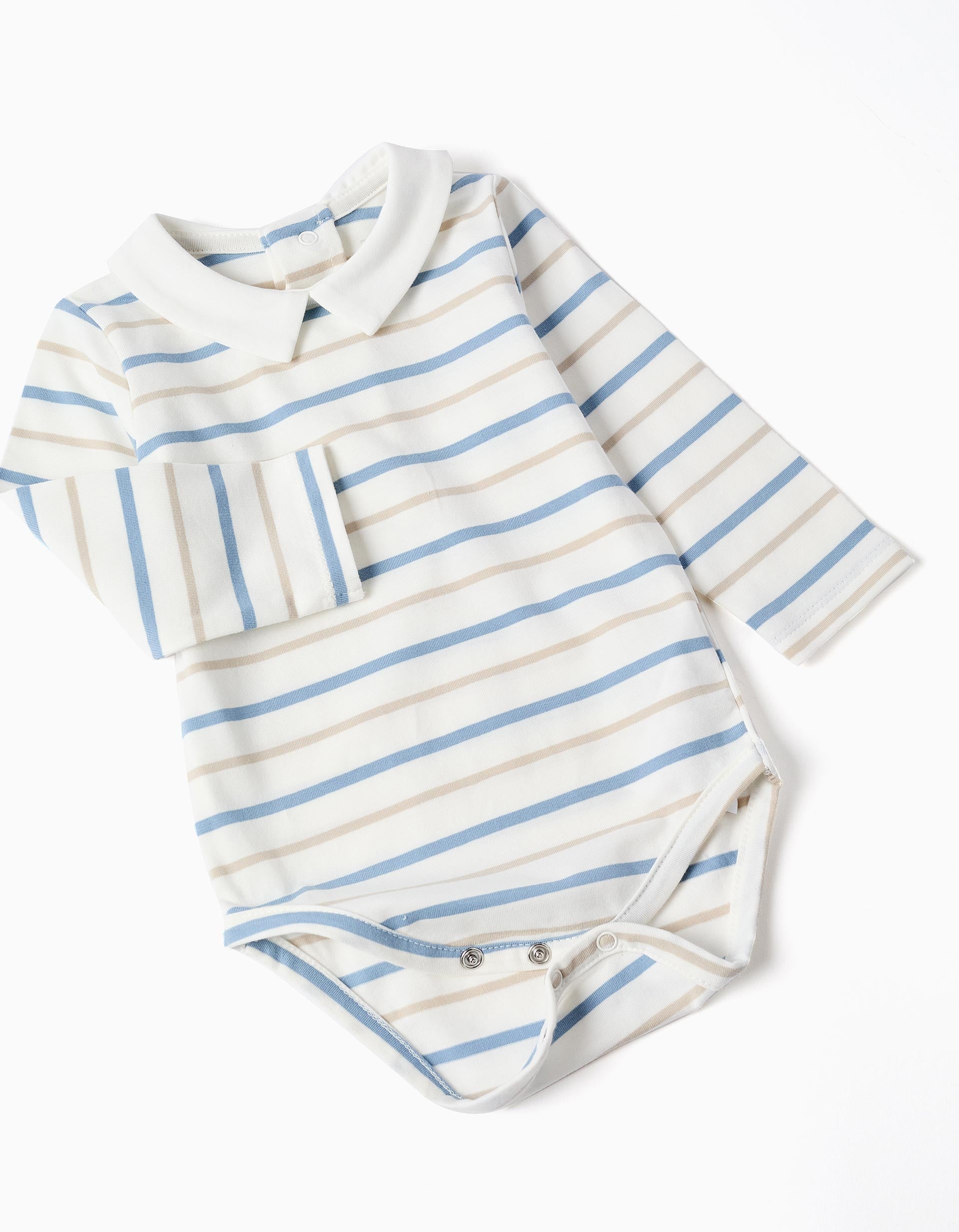 Body rayé + combinaison pour nouveau-né, blanc/beige/bleu