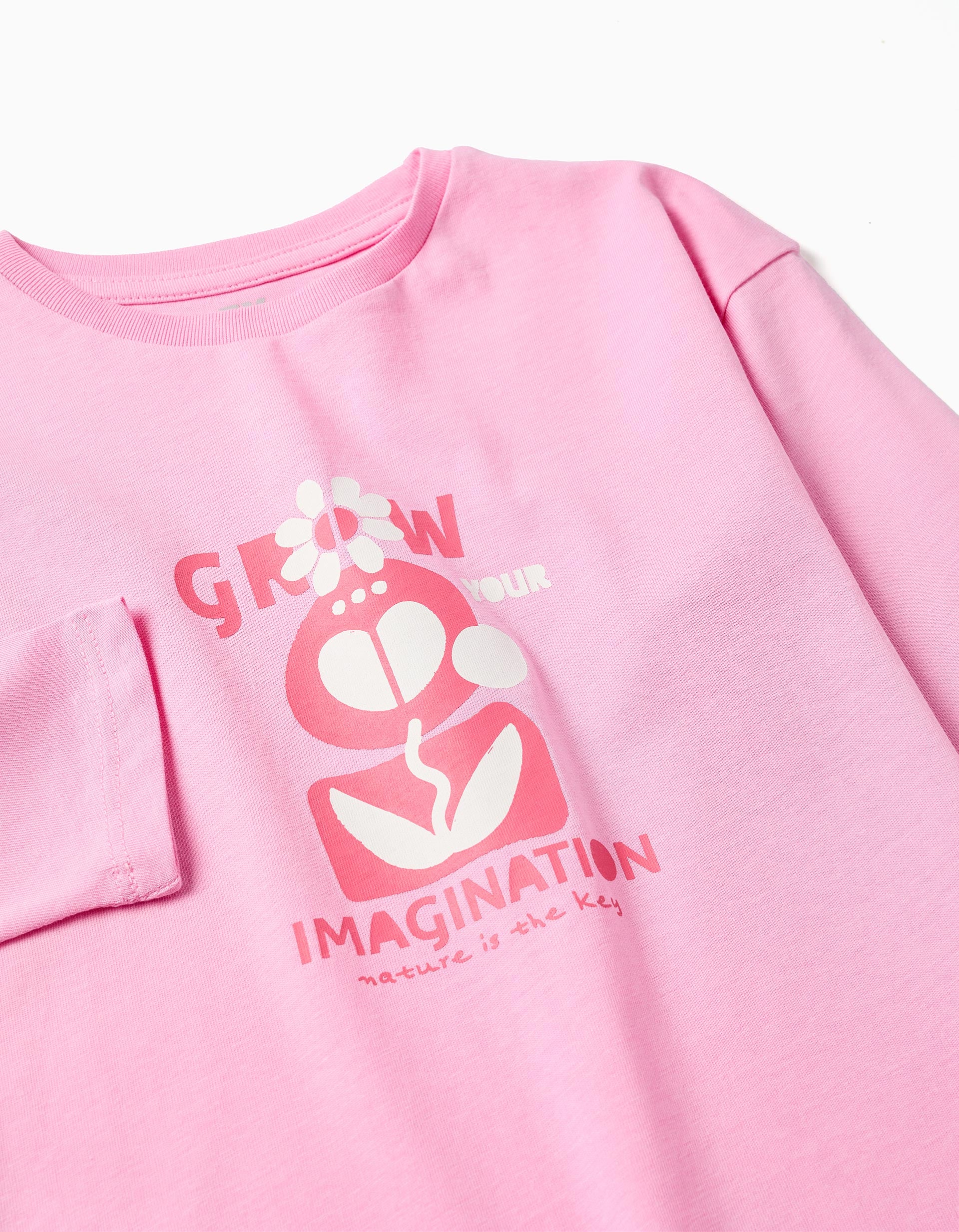 T-shirt à manches longues et imprimé Imagination pour fille, rose
