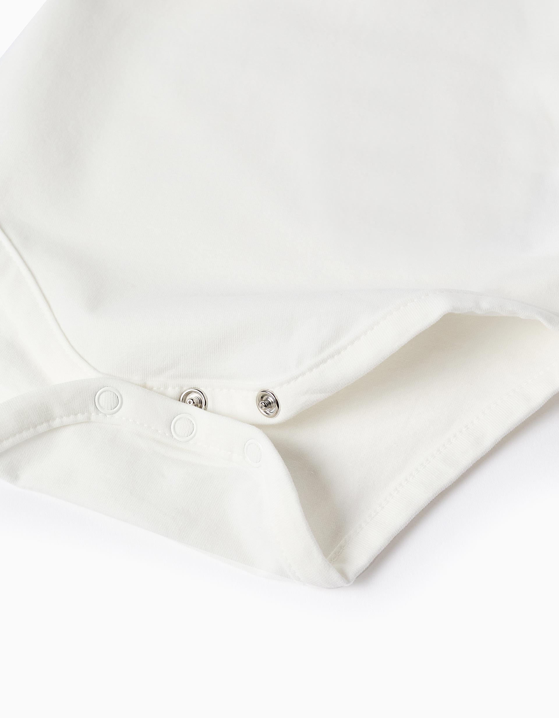 Body à manches longues avec col à volants pour nouveau-née, blanc