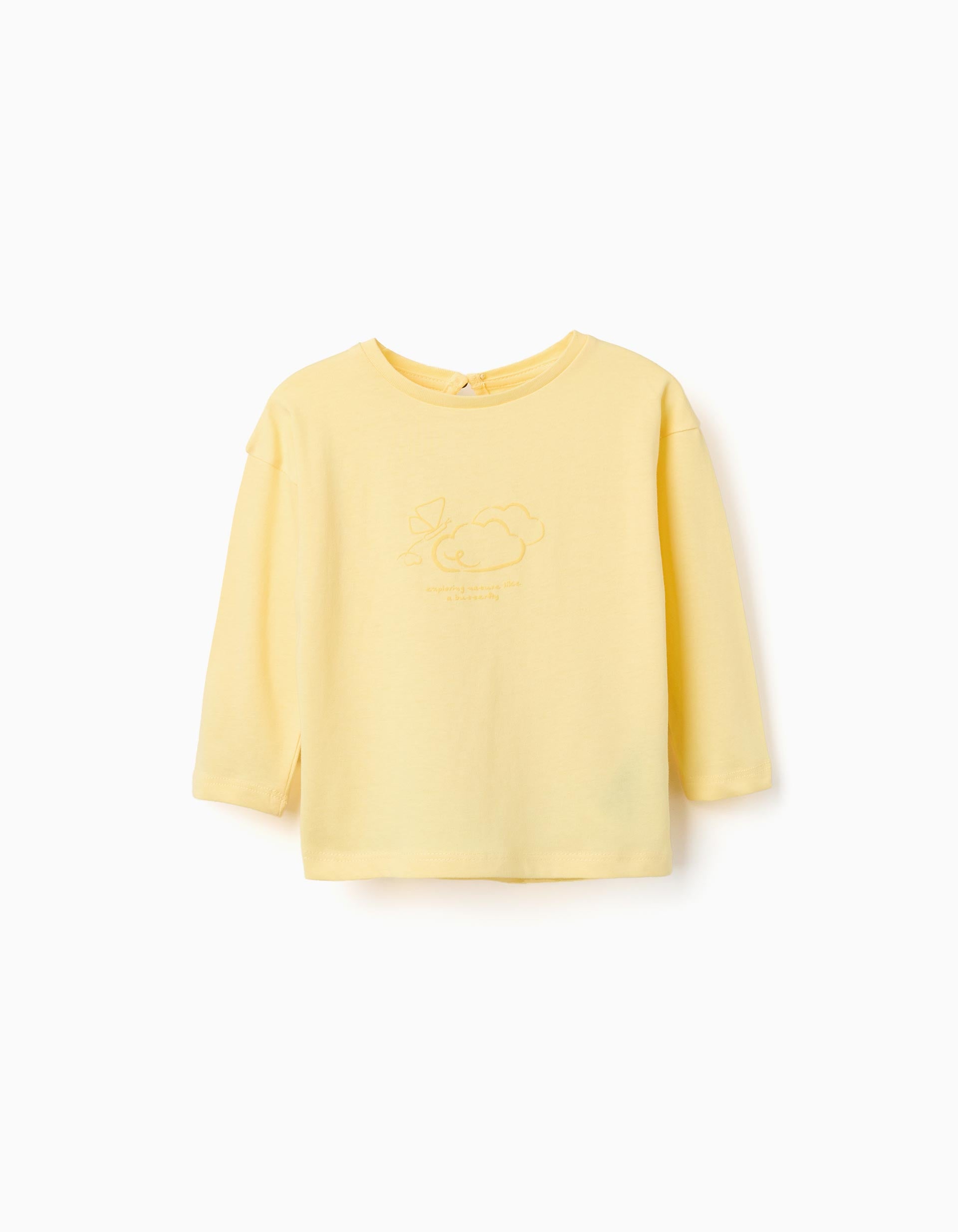 T-shirt à manches longues et imprimé en relief pour bébé fille, jaune