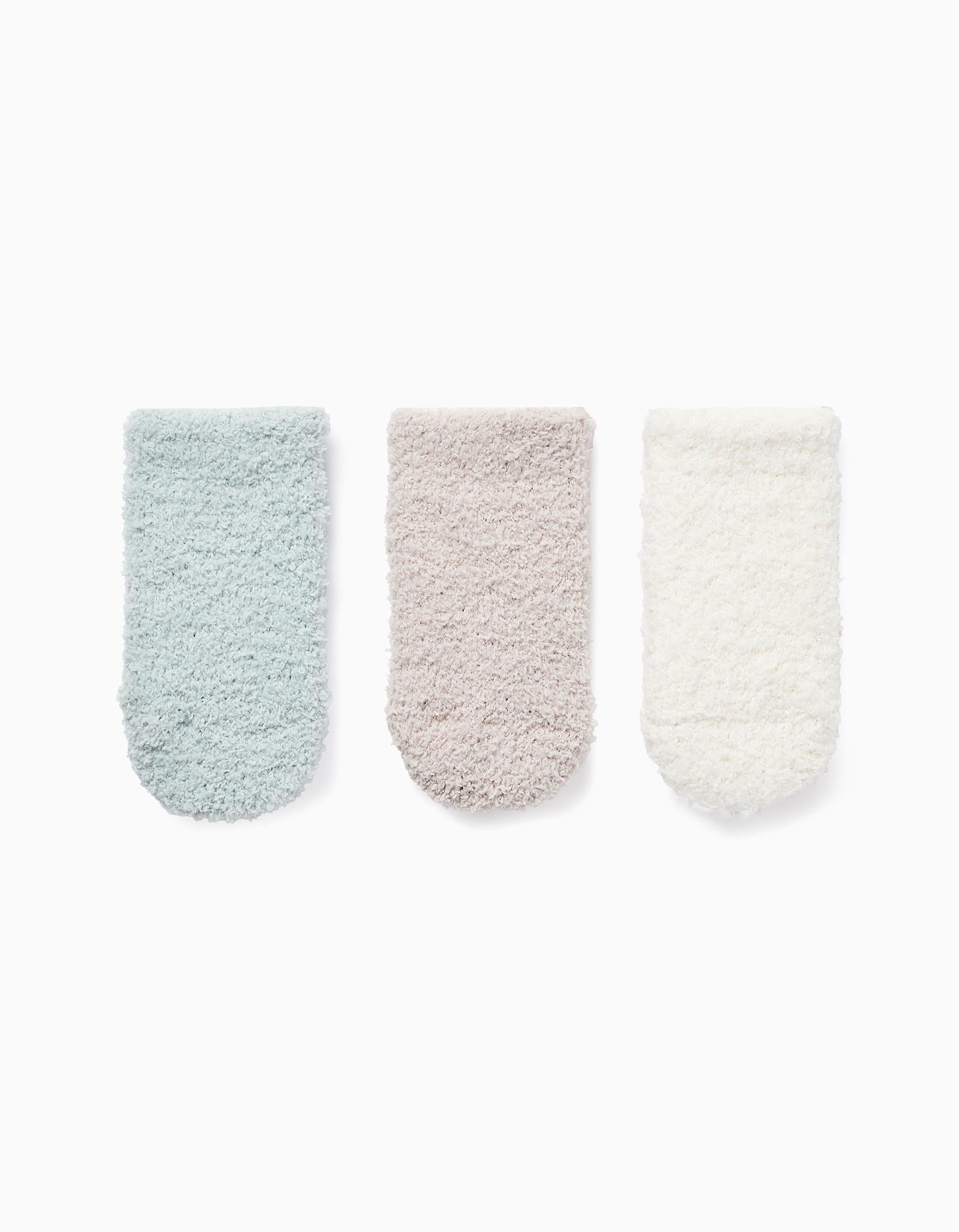 3 pares de calcetines de chenilla para recién nacidos y bebés, multicolor