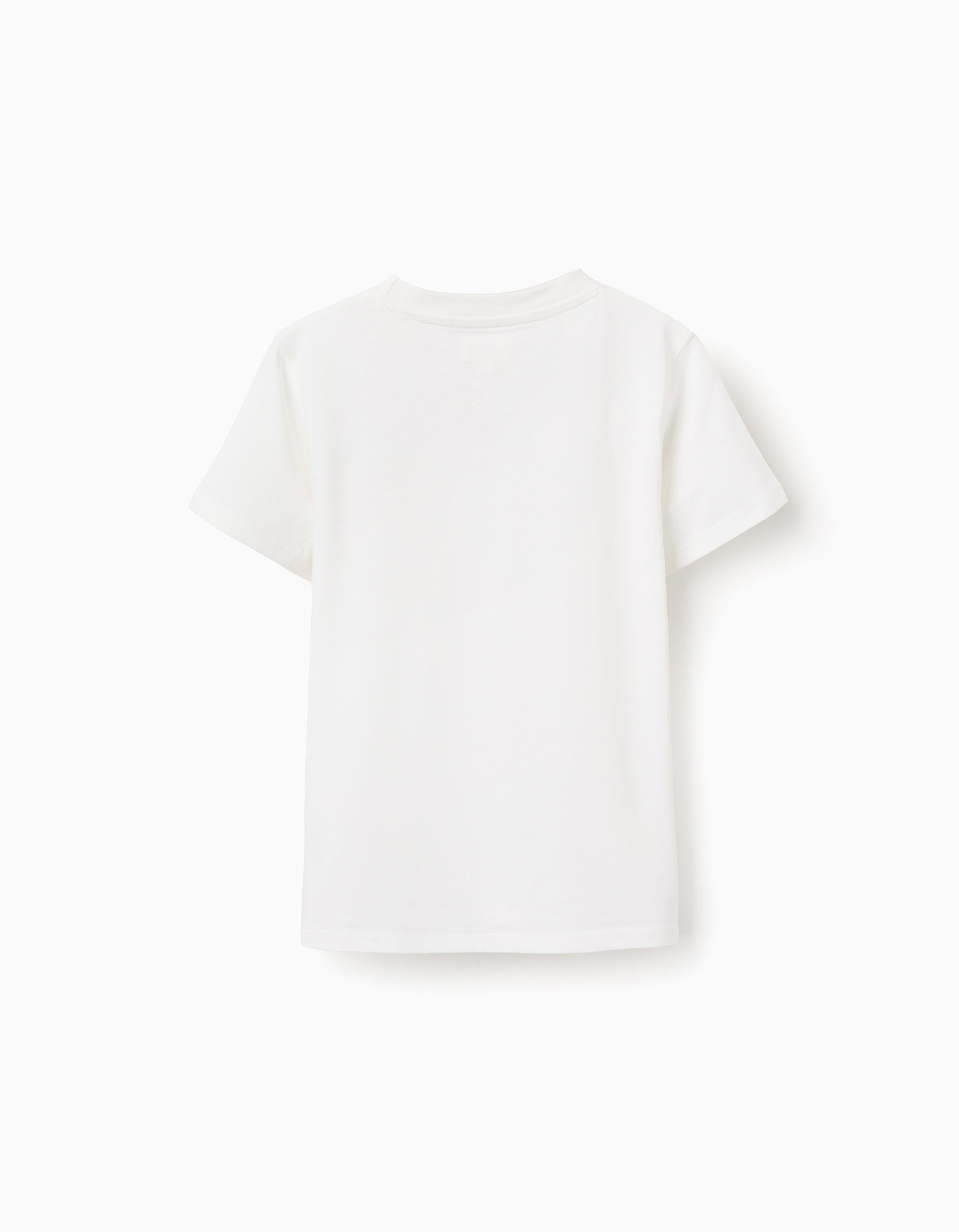 T-shirt en coton avec poche poitrine pour garçon, blanc/jaune