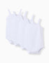 Pack de 4 bodies lisos de alças para recém-nascidos e bebés, branco