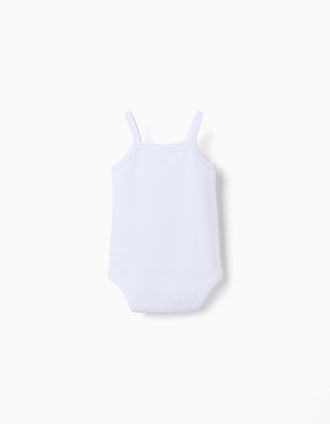 Pack de 4 bodies lisos de alças para recém-nascidos e bebés, branco