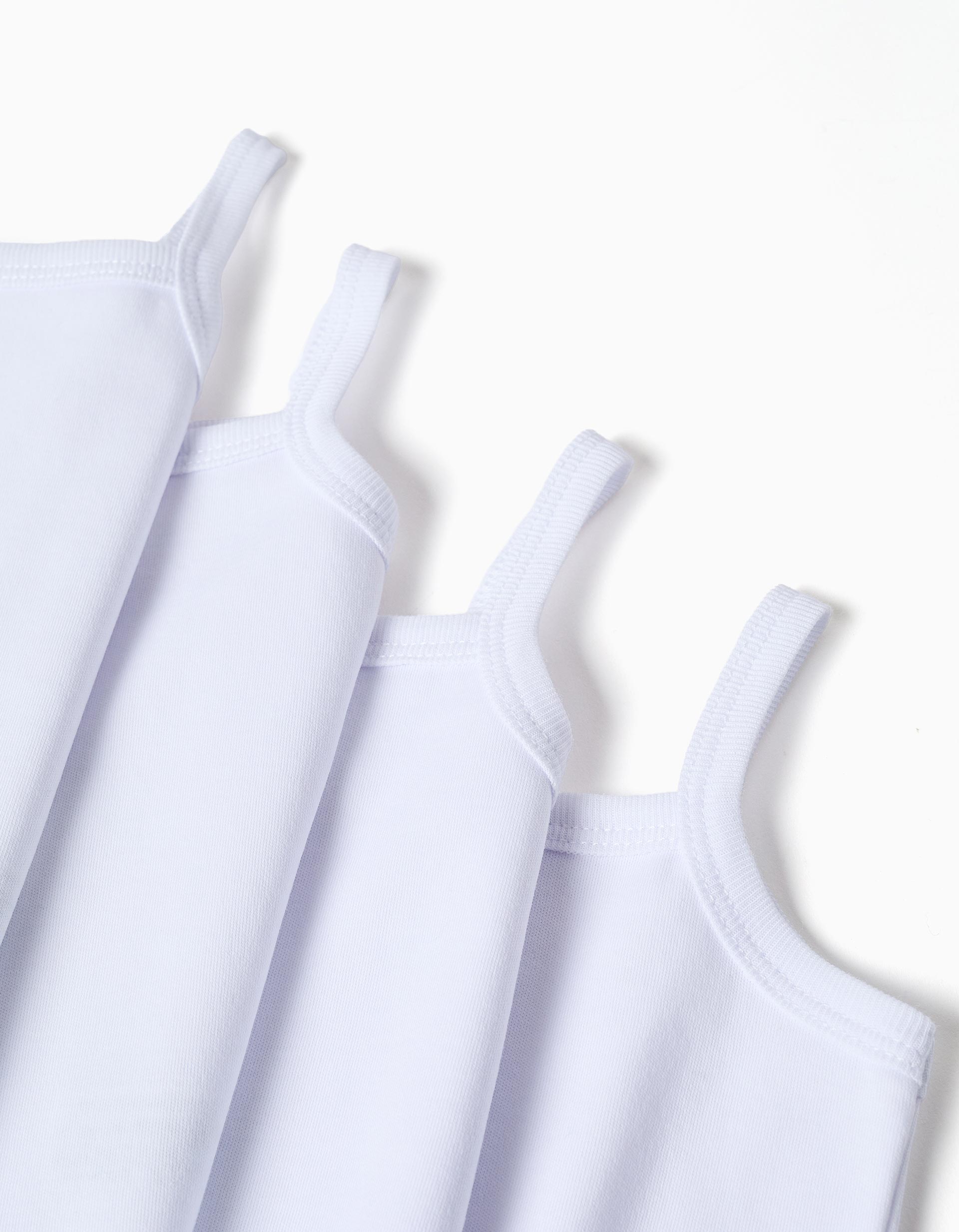 Lot de 4 bodies unis à bretelles pour nouveau-nés et bébés, blanc