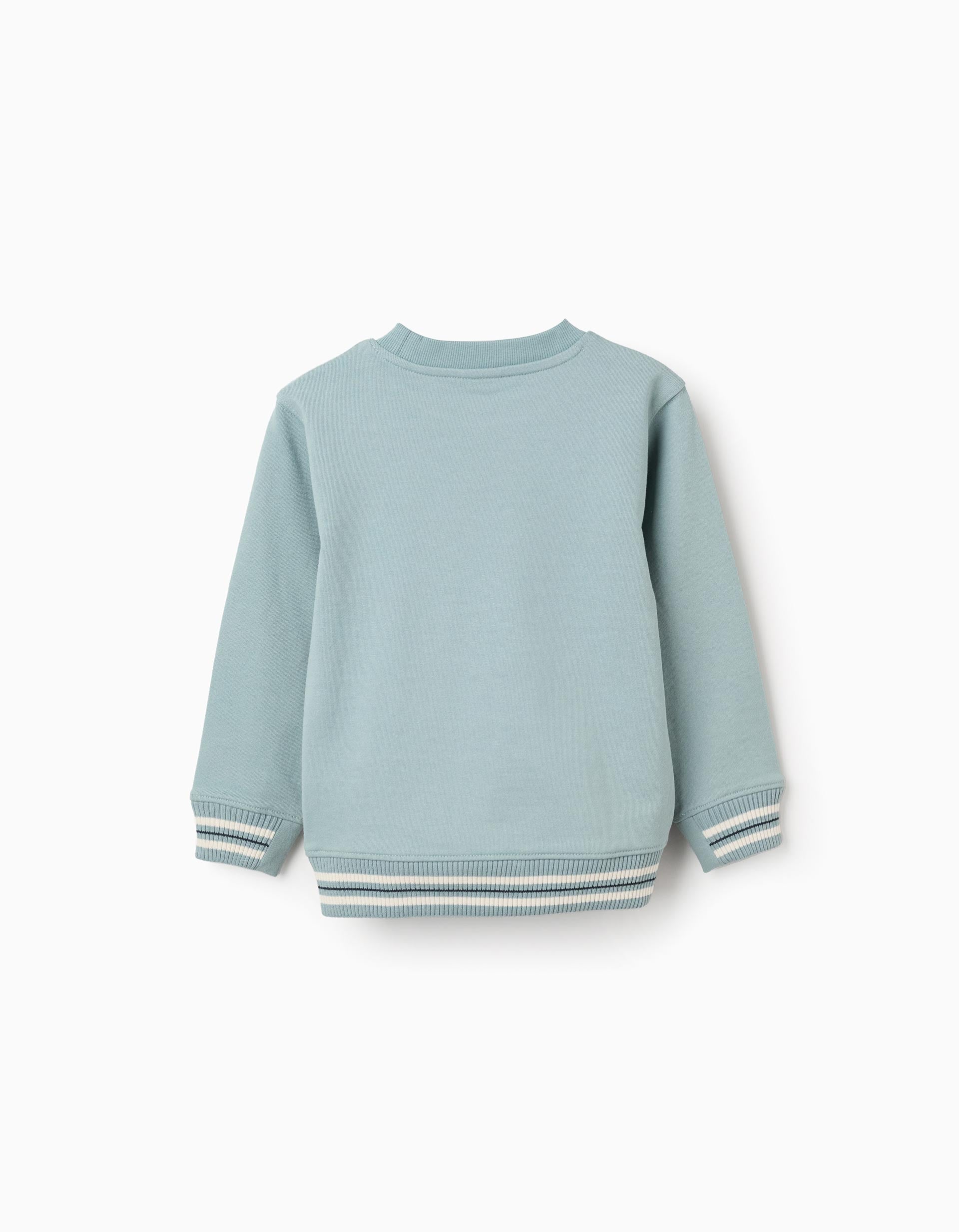 Cotton sweatshirt with embossed N for boys, light green