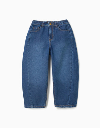 Pantalón vaquero baggy para niña, azul