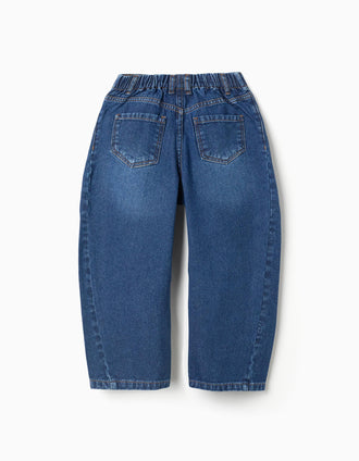Pantalón vaquero baggy para niña, azul