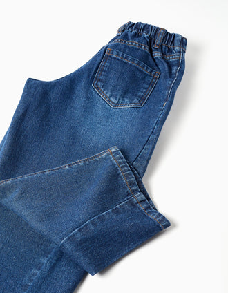 Pantalón vaquero baggy para niña, azul