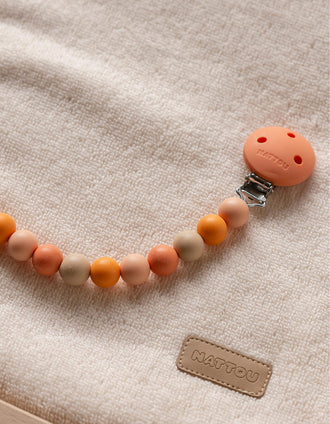 Cadena de Chupete de Silicona Nattou, Beige/Terracota