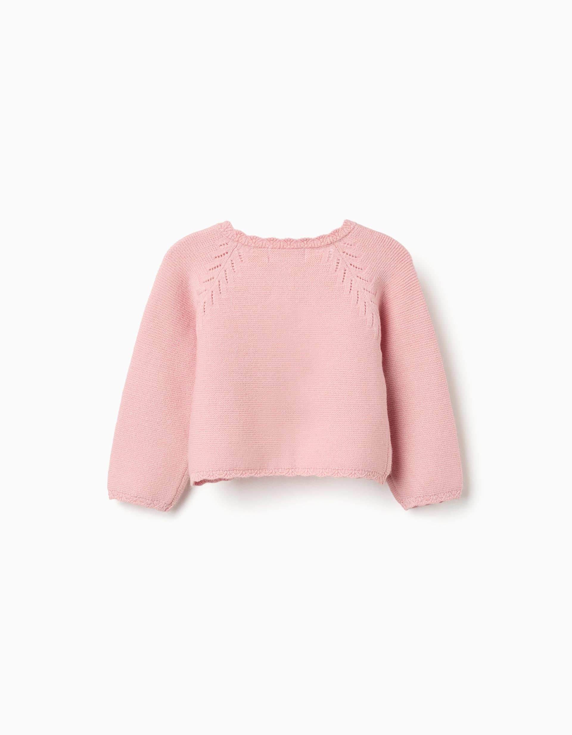 Gilet en maille avec bords festonnés pour nouveau-née, rose clair