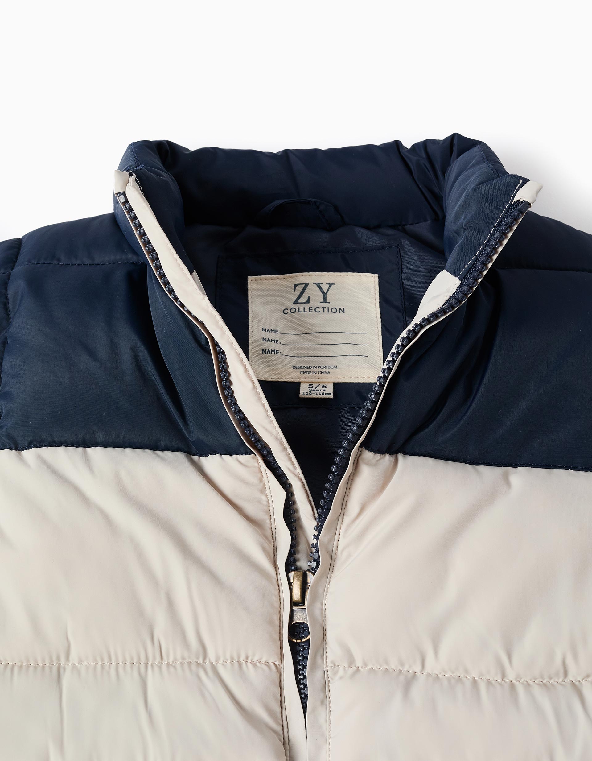 Doudoune sans manches rembourrée avec poches pour garçon, bleu/beige