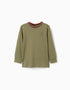 T-shirt de algodão com bordado Cactus Garden para menino, verde-escuro