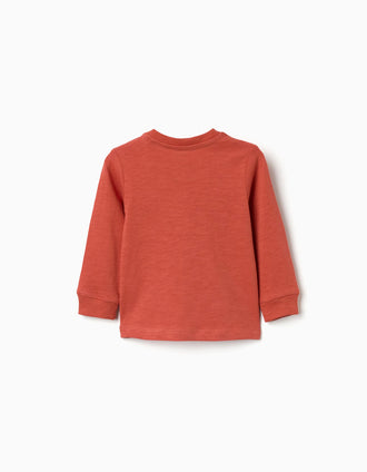 Long sleeve cotton T-shirt Work of Art for baby boys, orange