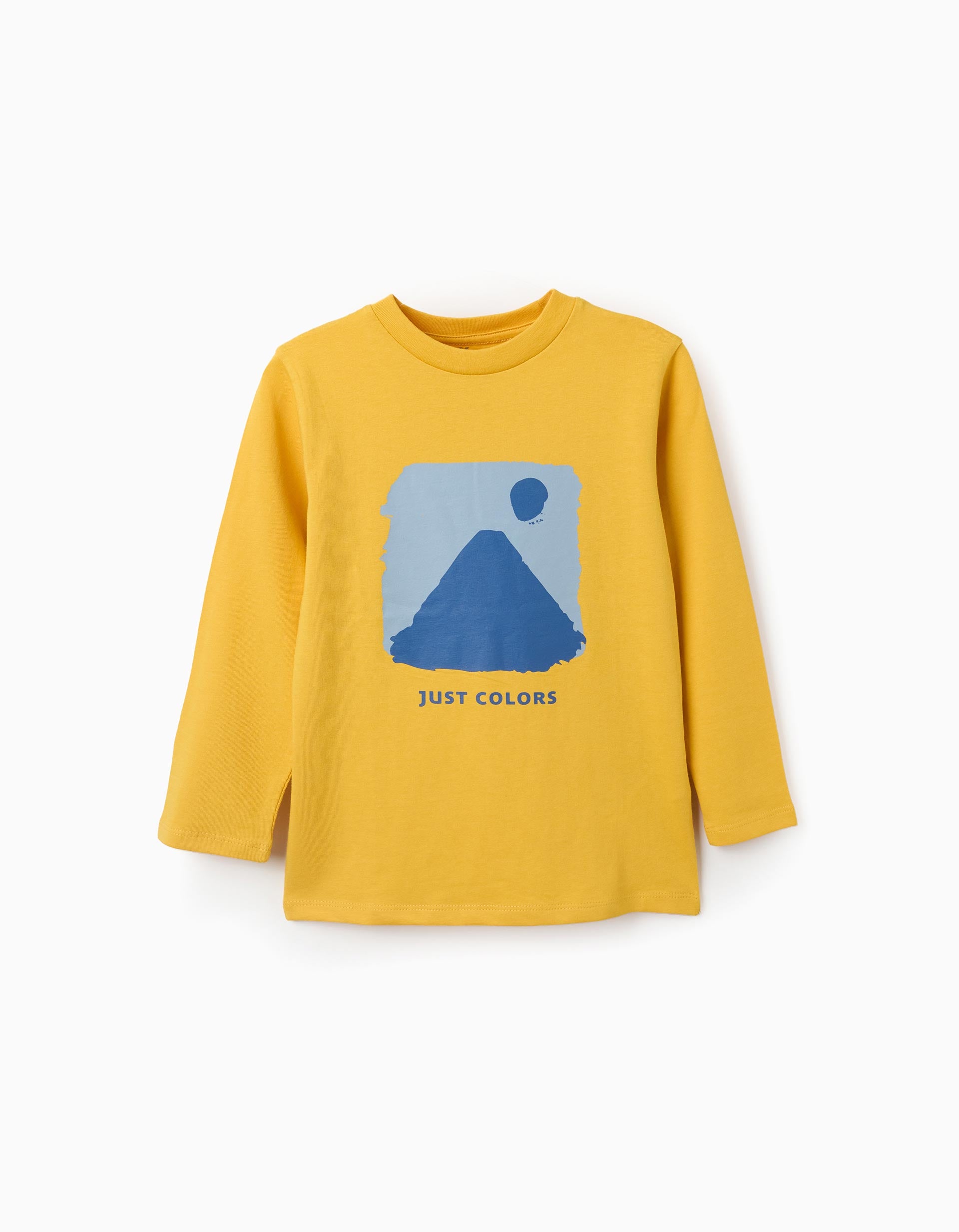Camiseta de manga larga con estampado Just Colors para niño, amarillo