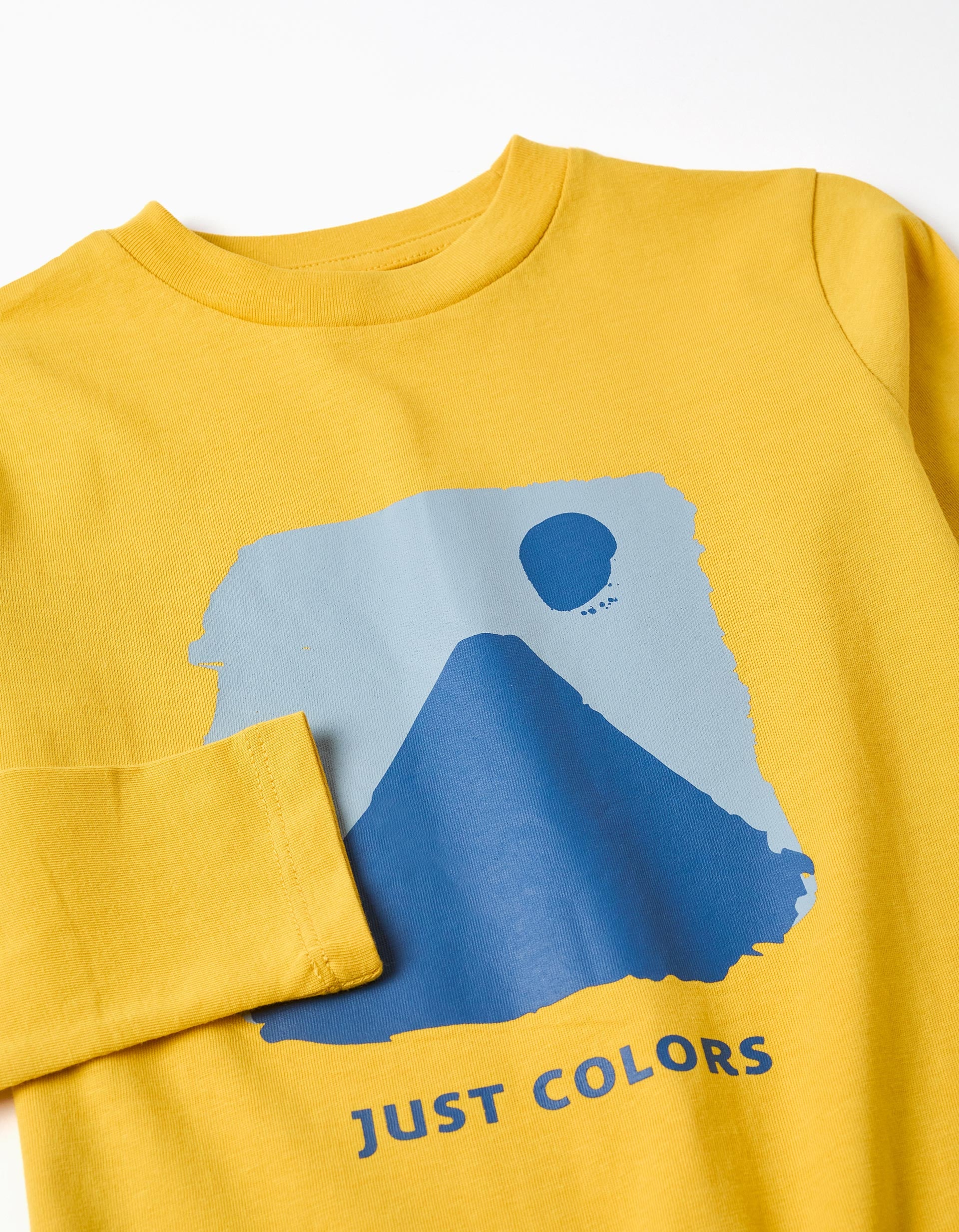Camiseta de manga larga con estampado Just Colors para niño, amarillo