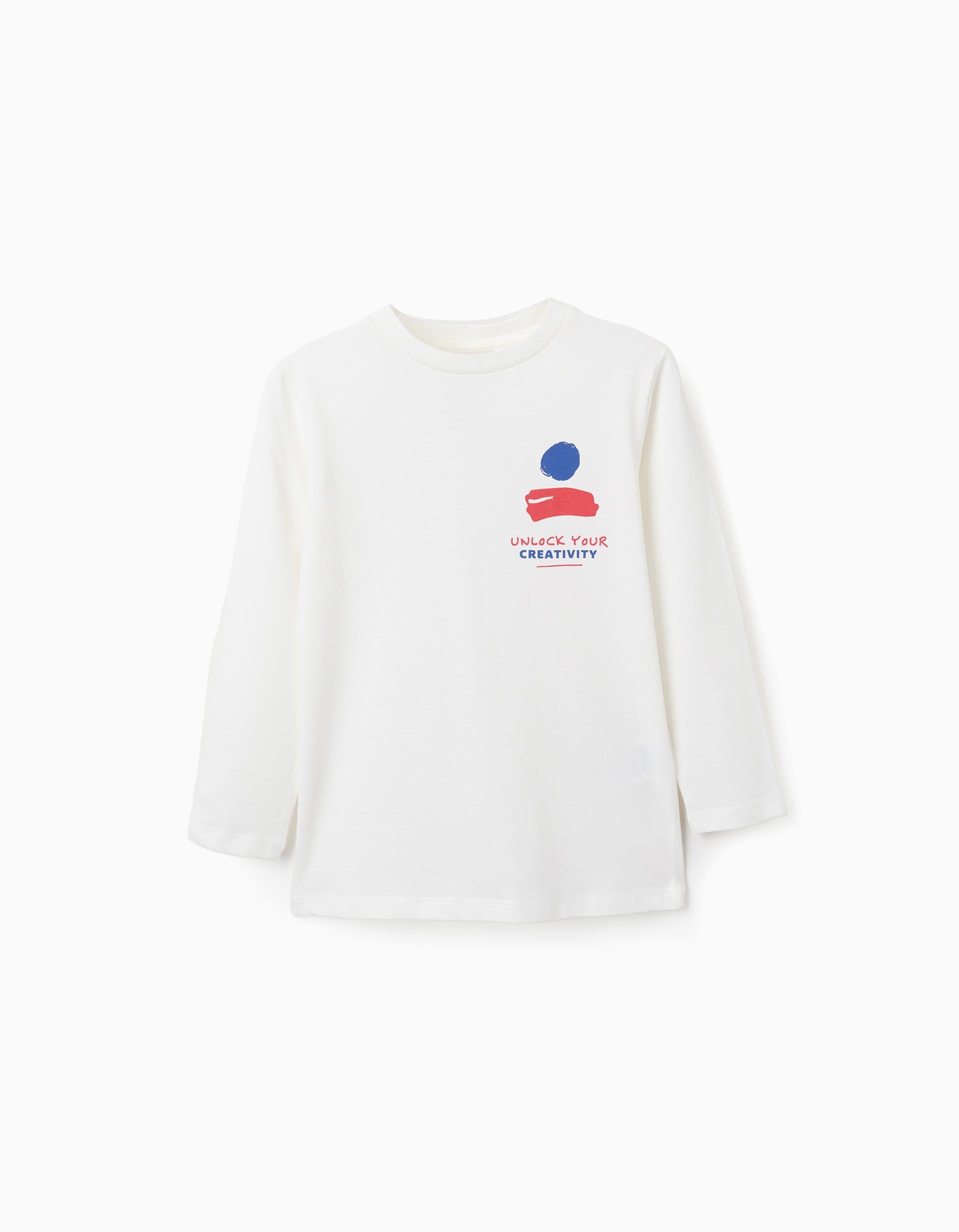 T-shirt de manga comprida com estampado Creativity para menino, branco