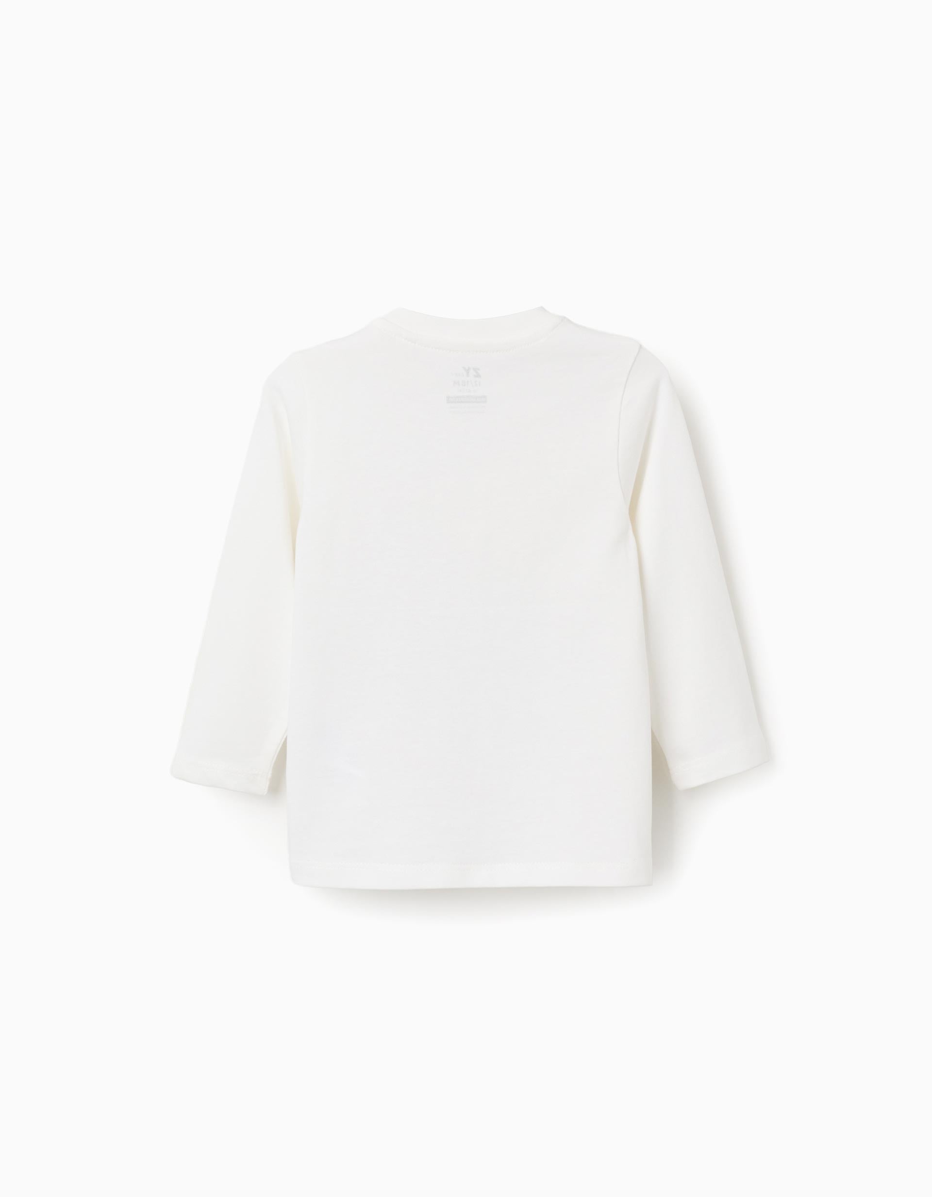 T-shirt de algodão com estampado Art para bebé menino, branco