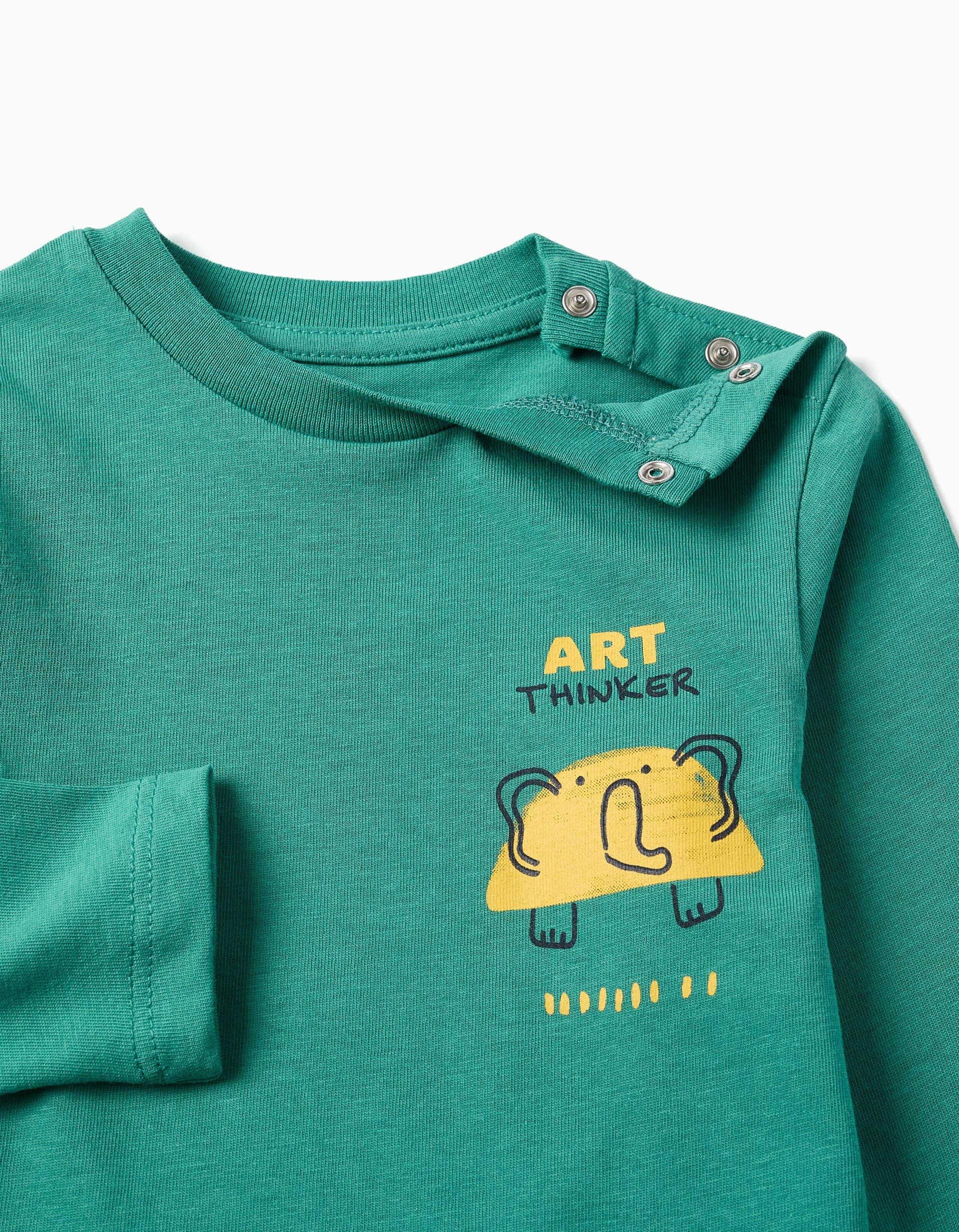 T-shirt de algodão com estampado Art Thinker para bebé menino, verde