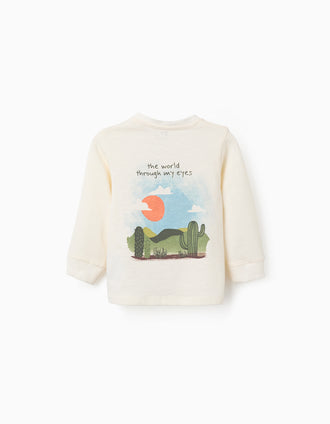 Long sleeve cotton T-shirt Lanzarote for baby boys, light beige
