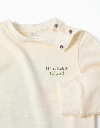 Long sleeve cotton T-shirt Lanzarote for baby boys, light beige