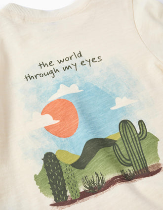 Long sleeve cotton T-shirt Lanzarote for baby boys, light beige