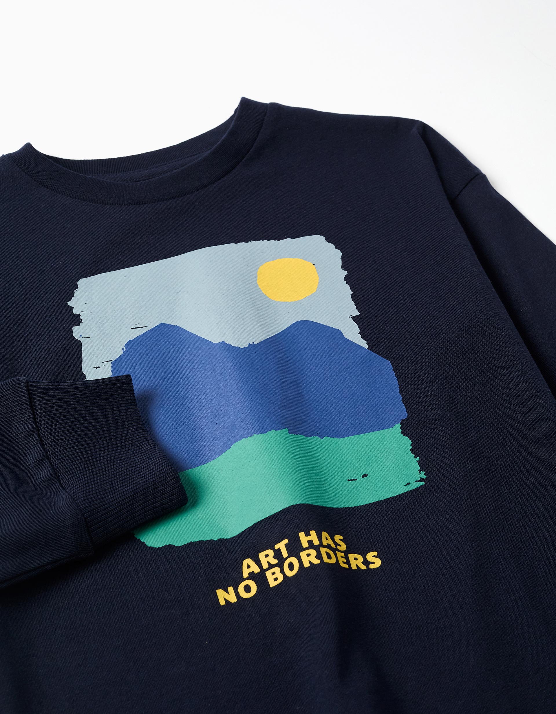 Camiseta de manga larga con estampado Art para niño, azul oscuro