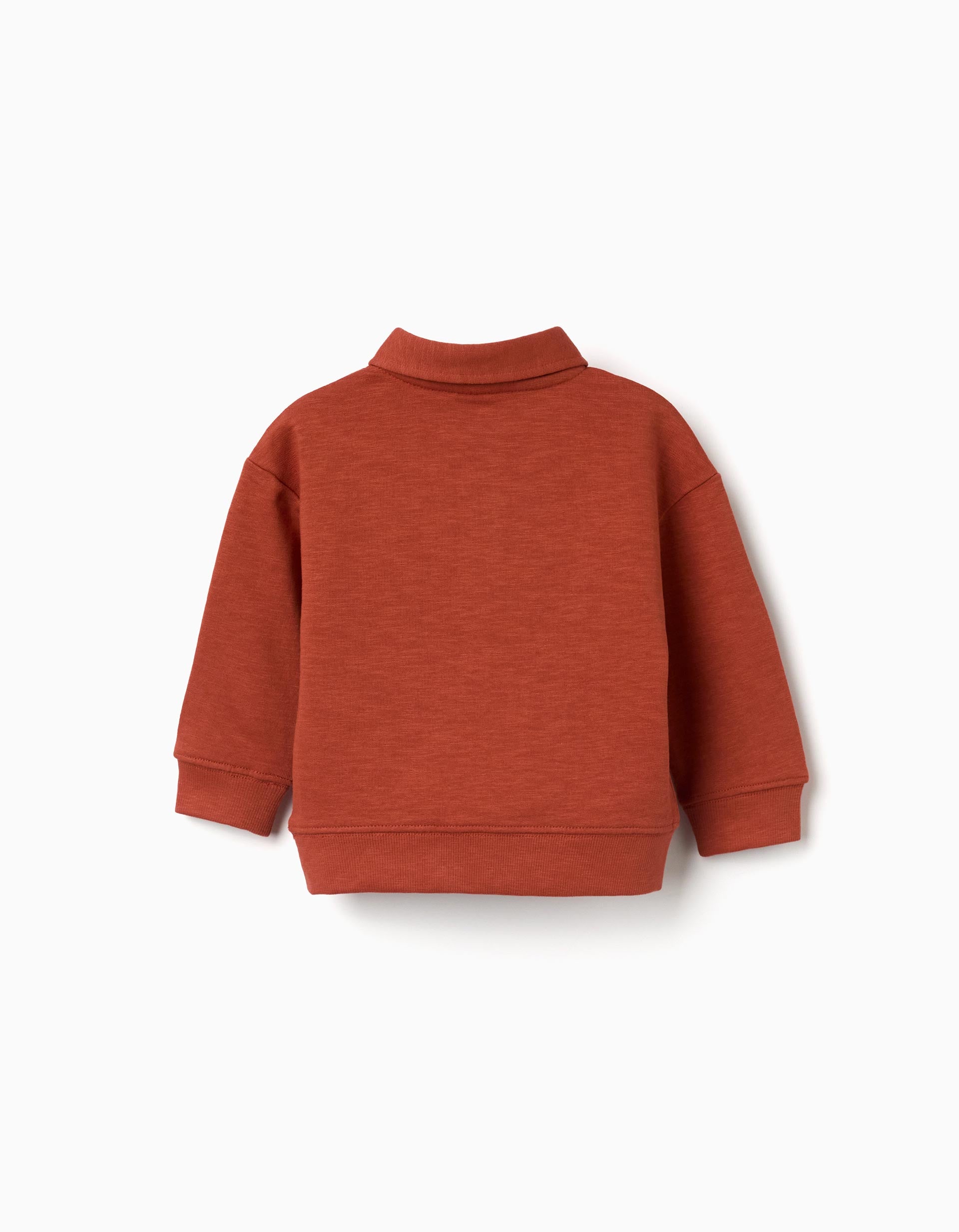 Sweat de algodão com gola polo e estampado para bebé menino, laranja