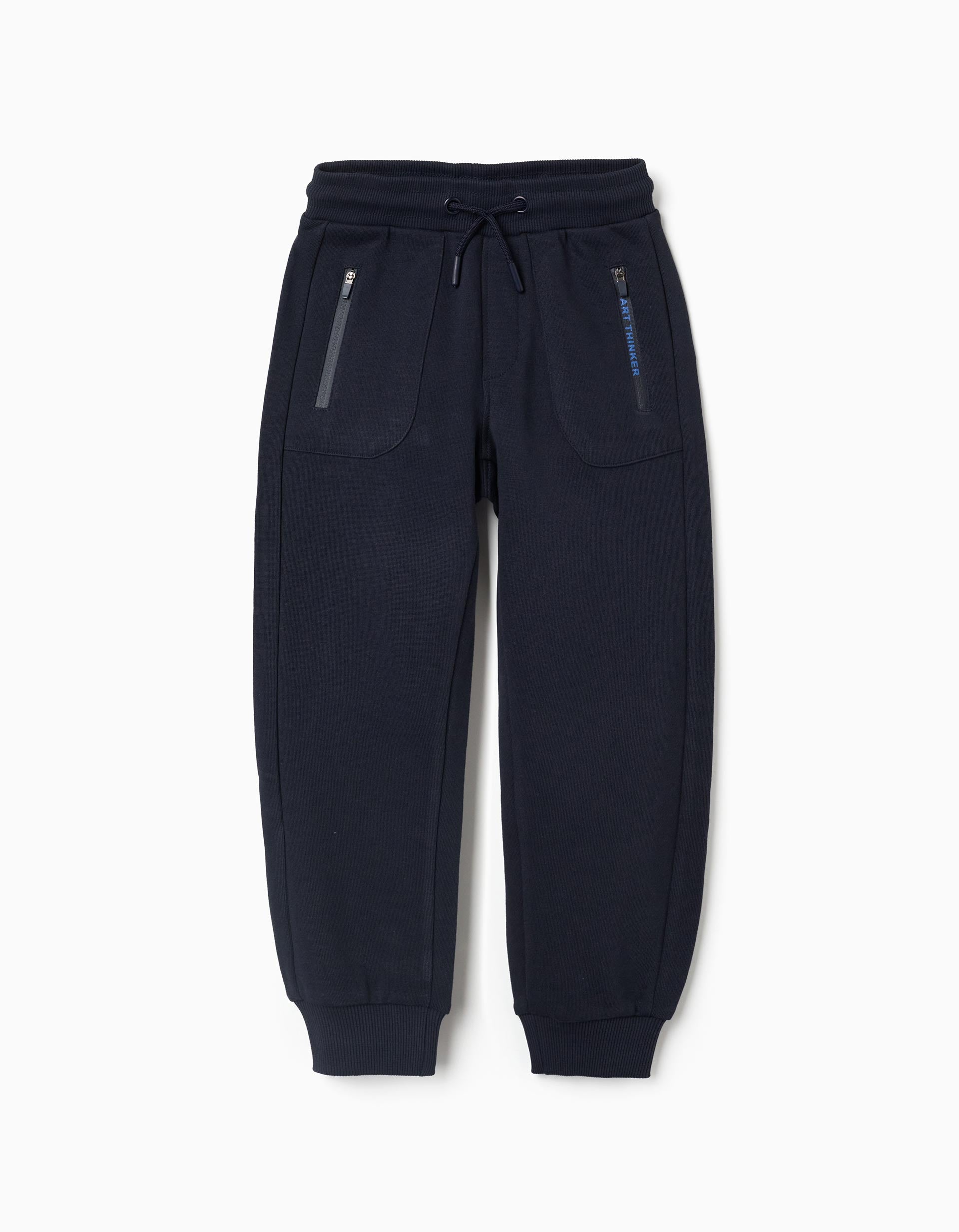 Pantalón de chándal con cordón y bolsillos para niño, azul oscuro