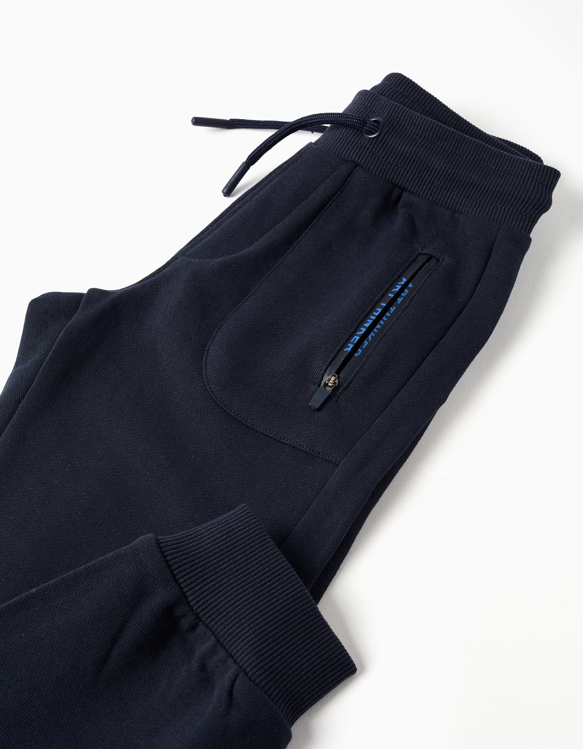 Pantalón de chándal con cordón y bolsillos para niño, azul oscuro