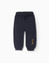 Cotton joggers with Creativity print for baby boys, dark blue