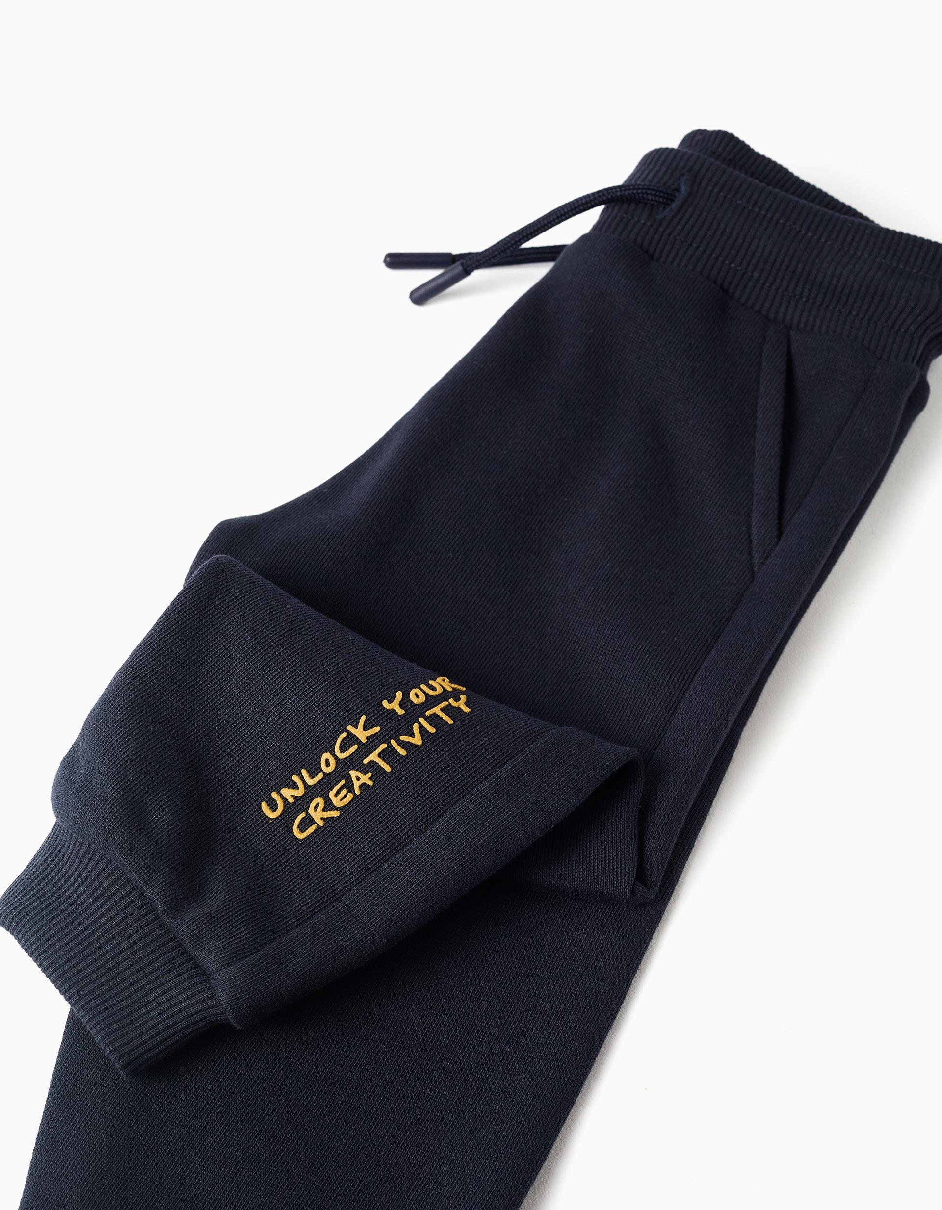 Joggers de algodão com estampado Creativity para bebé menino, azul-escuro