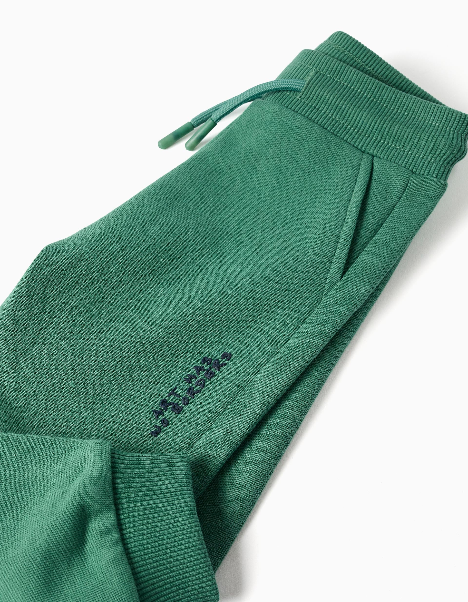Joggers de algodão com estampado Art para bebé menino, verde
