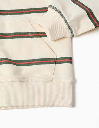 Sweat zippé en coton à capuche et rayures pour garçon, beige/orange/vert