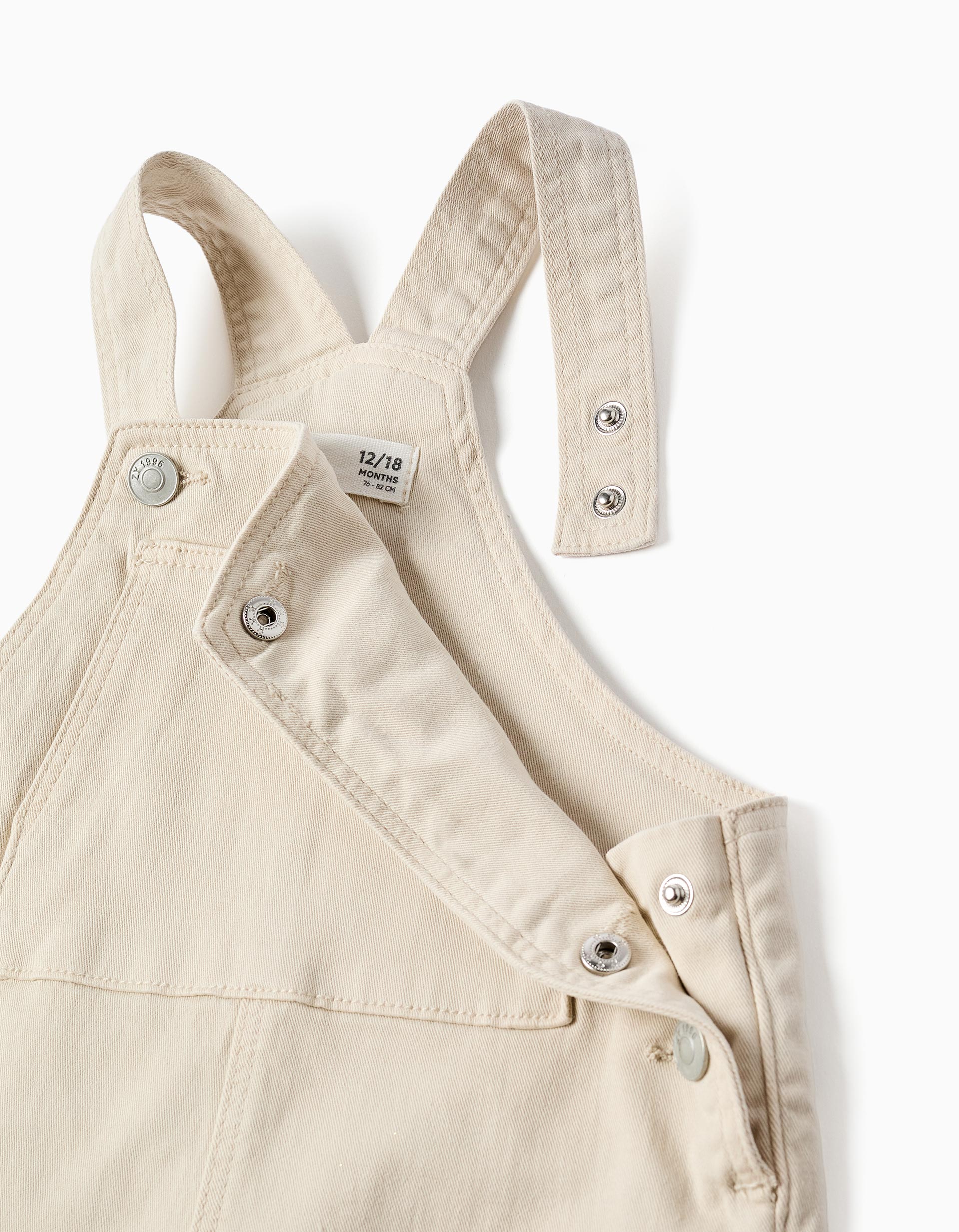 Jardineiras de sarja com bolso cargo para bebé menino, bege
