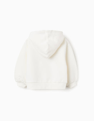 Sweat cardada com capuz e estampado Stitch para bebé menina, branco