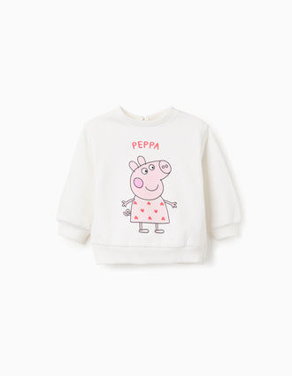 Sweat cardada com estampado Peppa Pig para bebé menina, branco