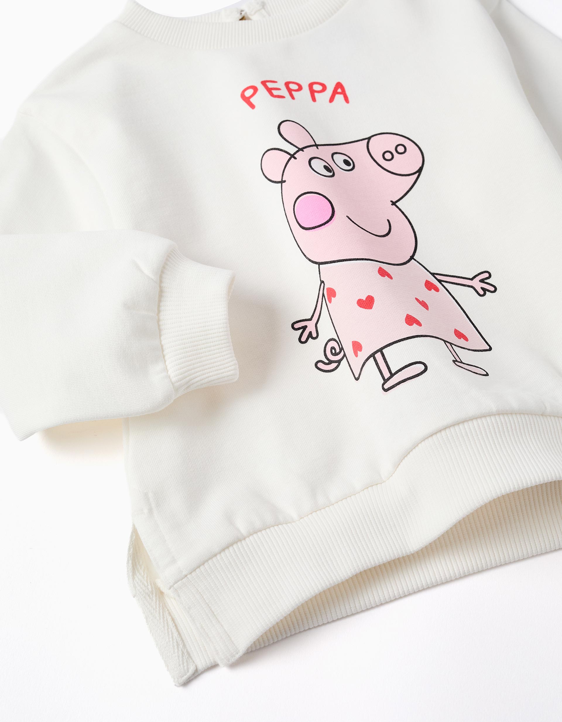 Brushed sweatshirt with Peppa Pig print for baby girls, white