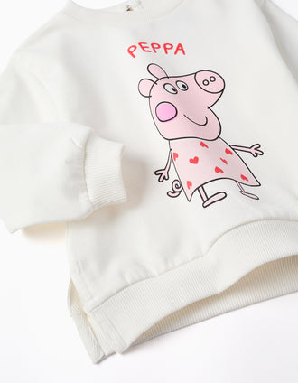 Sweat cardada com estampado Peppa Pig para bebé menina, branco