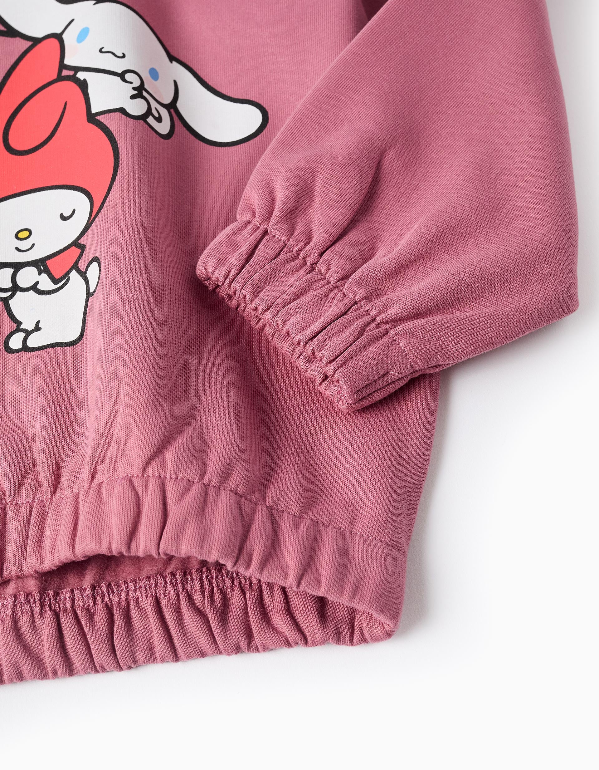 Brushed hooded sweatshirt with Hello Kitty print for girls, pink
