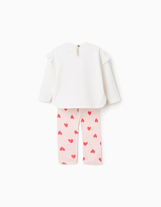Sudadera + leggins de algodón Peppa Pig para bebé niña, blanco/rosa