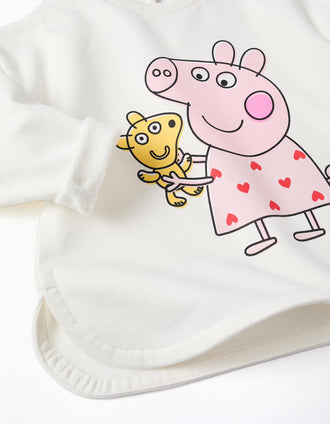 Sudadera + leggins de algodón Peppa Pig para bebé niña, blanco/rosa