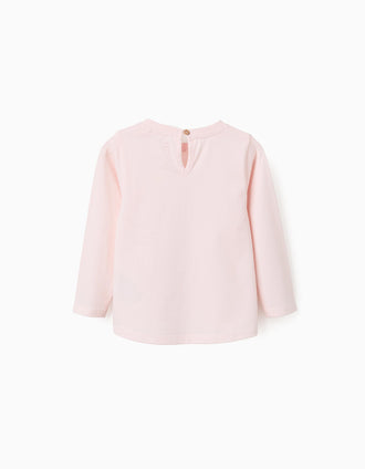T-shirt de manga comprida com estampado Minnie para bebé menina, rosa