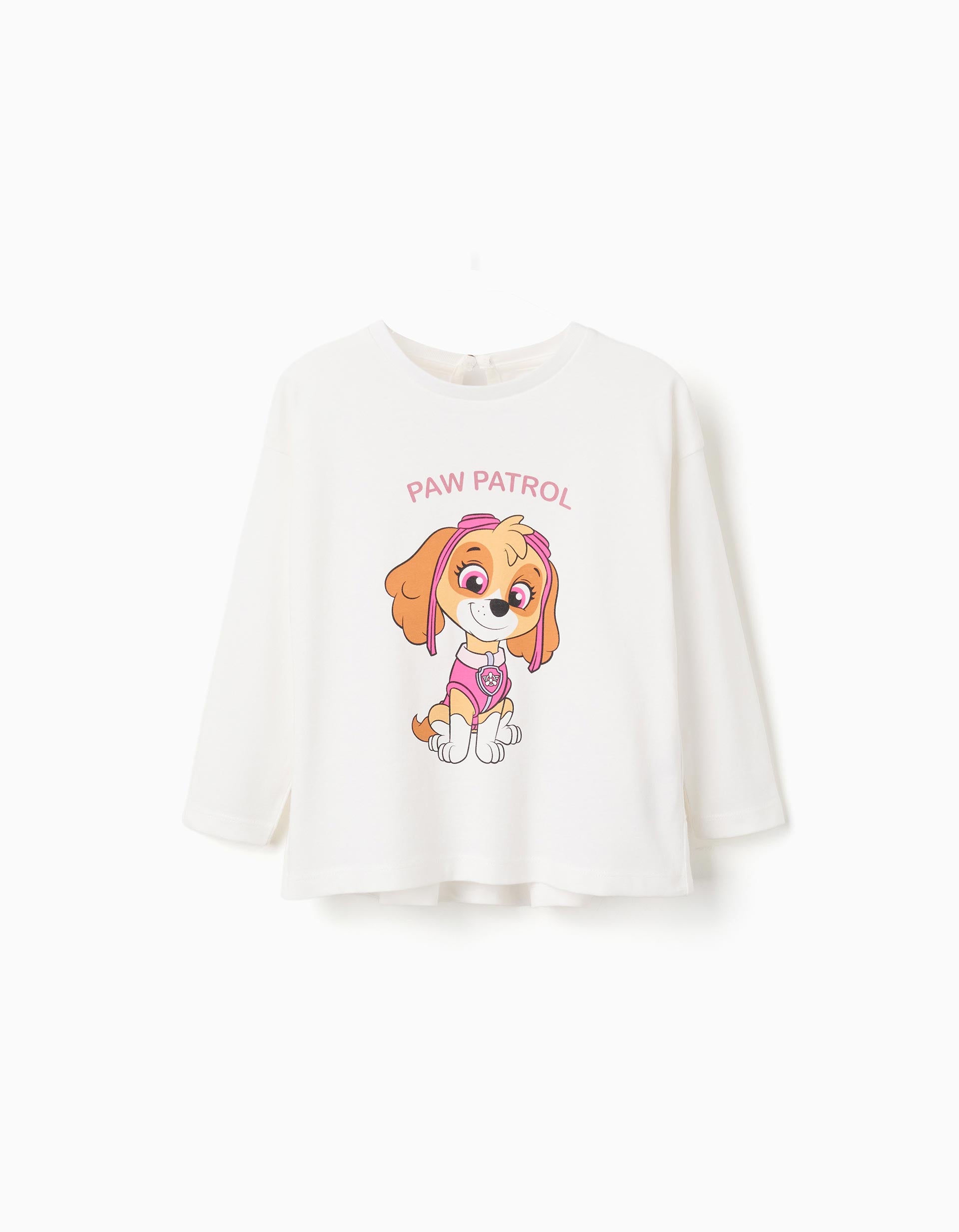 Long sleeve T-shirt with Skye print for baby girls, white